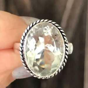 SIZE 8 Gorgeous Crystal Quartz 925 Sterling Silver Ring NWT